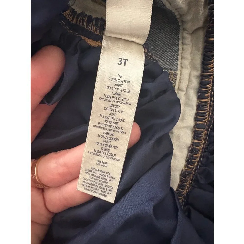 OshKosh B’gosh Denim Tulle Pinafore Dress Navy Tutu Skirt Toddler 3T